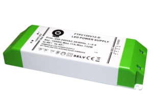 POS LED Driver 12V/11A 48-132W CV, plastic case, TRIAC/ELV AC DIMMING