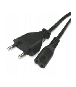 kabel zasilający 2×0.5mm – II klasa, dł. ok 1,5m [POSAC-C7EU15BK]